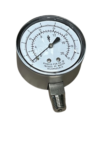 Stainless Steel Diaphragm Pressure Gauges (Dry) Range 0-55"WC, 1/4"MNPT Bottom Mount (Quantity Pricing)