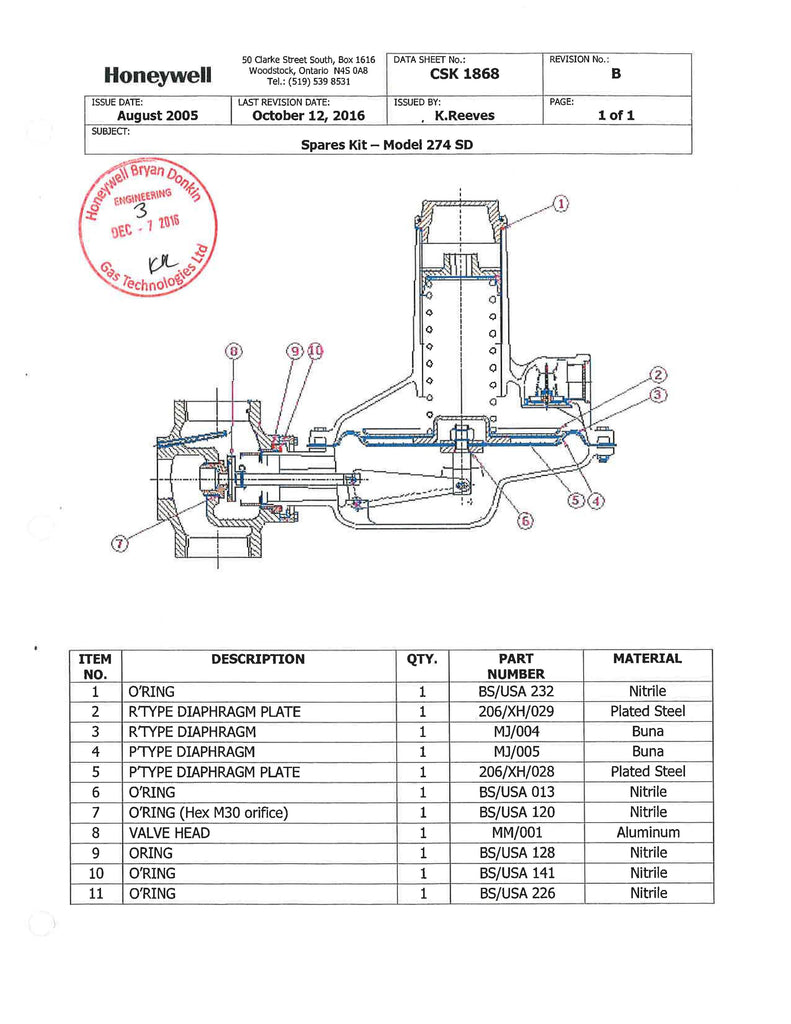 BARGNANI タンク Bryan Donkin RMG 240SD OPCO Ventless Gas Pressure Regulator