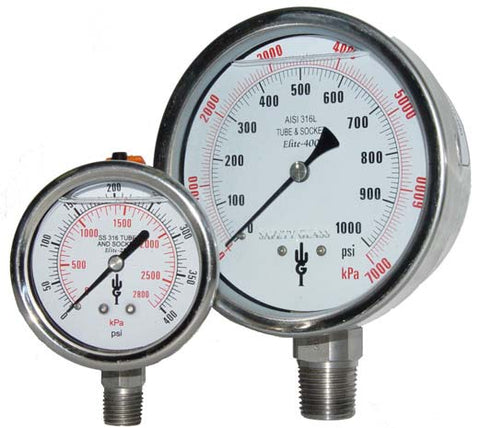 Elite 250 Series 2 1/2" Stainless Steel Pressure Gauges