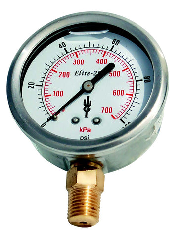 Elite 250 Series Brass Pressure Gauge