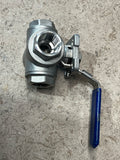 Flow+ BO7T, 3PC 1000WOG, 316SS, DIRECT MOUNT, 3 WAY T-PORT, 3/4" FNPT
