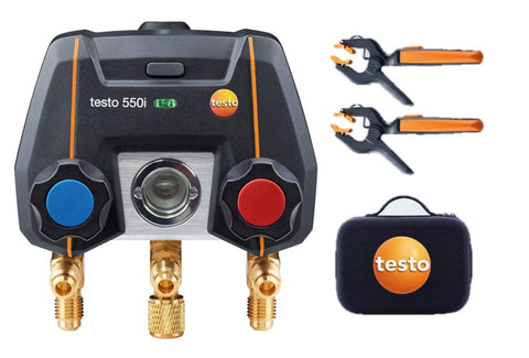 Testo 550i Smart Kit - App-Controlled Wireless Digital Manifold with wireless clamp temperature probes (0564 3550 01)